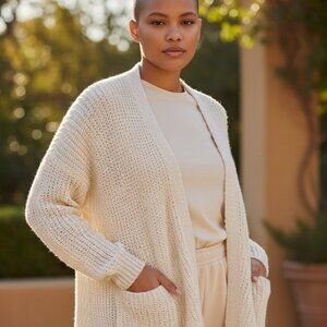 Free People Oversized Lagenlook Cream Cardigan 84% Cotton 16% Rayon Size XS